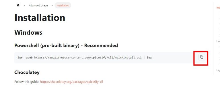 copy-powershell-ommand-to-install-spicetify