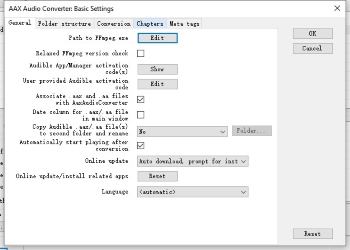 aax audio converter basic settings page