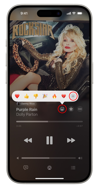 add reactions to apple music collaborative playlist