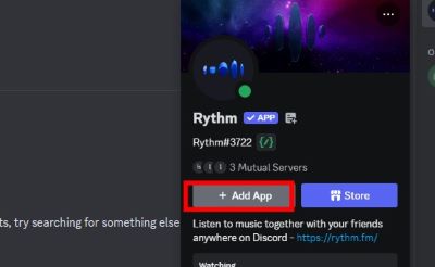 add rythm bot app in discord