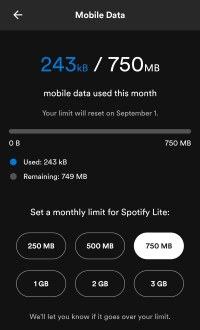 adjust data limite on spotify lite