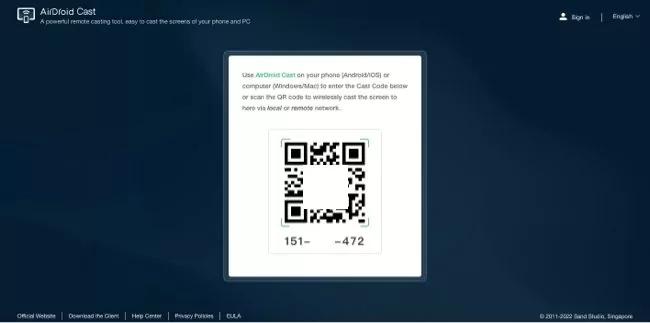 airdroid qr code on tv