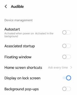 allow audible to display on lock screen
