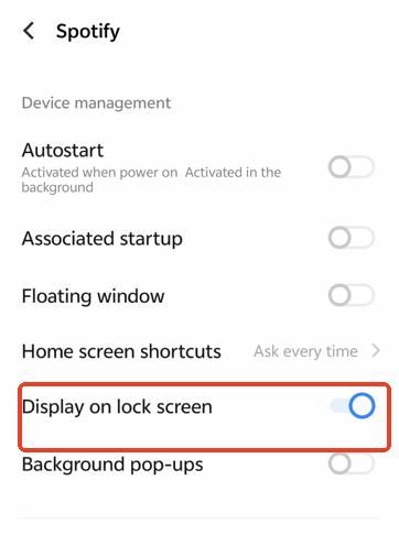 allow spotify to display on lock screen
