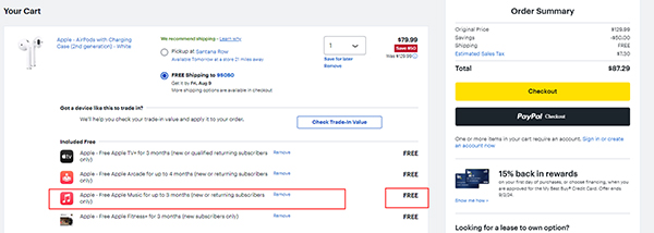 buy product to get free apple music on best buy