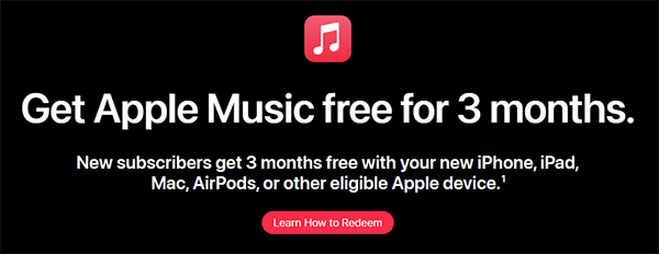 apple music free 3 months