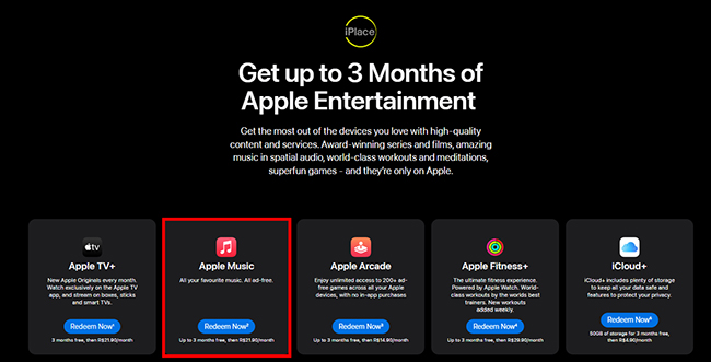 get free apple music account iplace