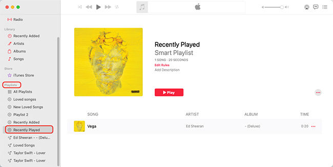 find apple music recently played on mac