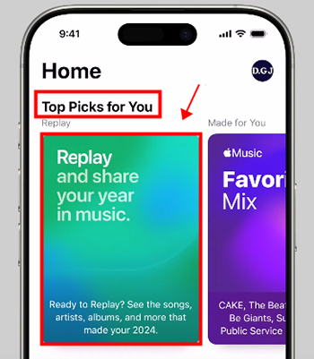 click apple music replay hub on mobile