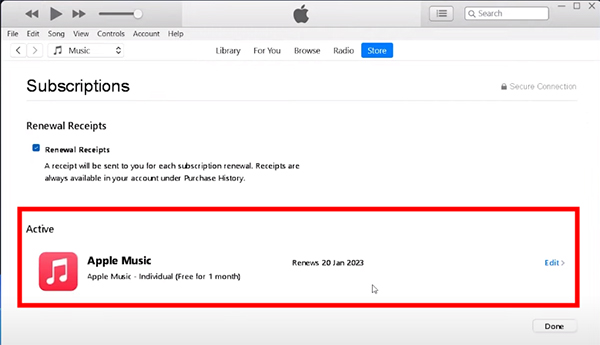 check apple music subscription itunes
