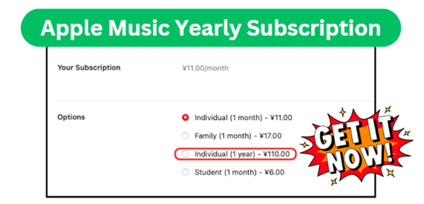 apple music yearly subscription