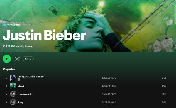 artist page on spotify