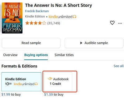 audiobook option of books in kindle prime reading