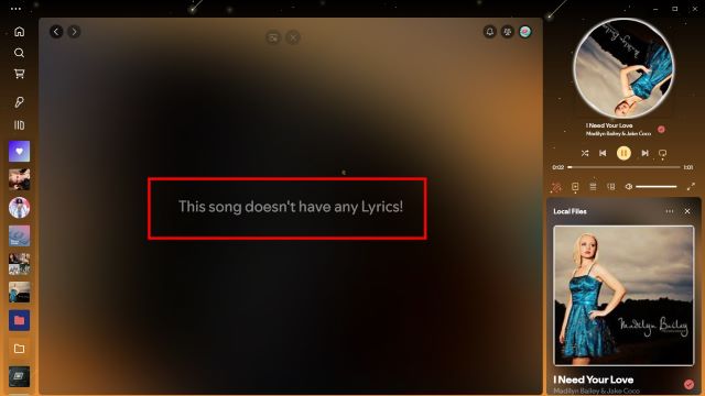 beautiful lyrics cannot load lyrics from local files