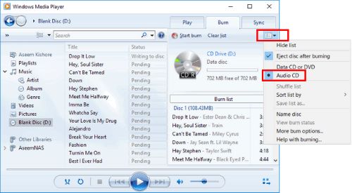 burn spotify music to cd with wmp