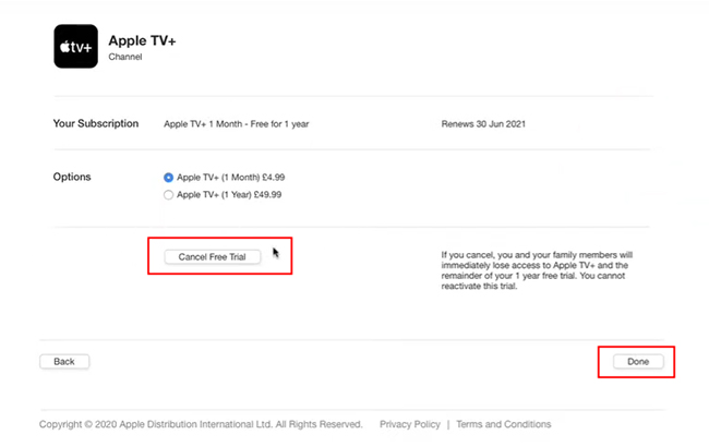 cancel apple tv plus free trial
