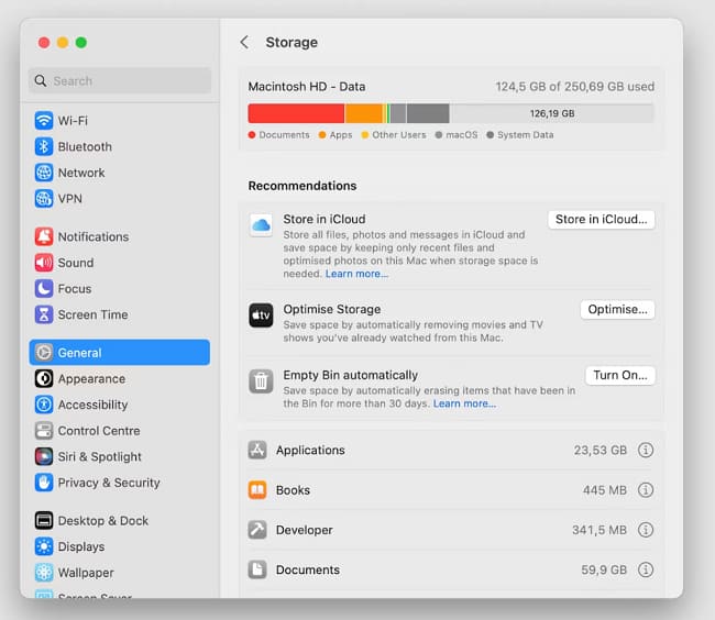 apple music storage on mac