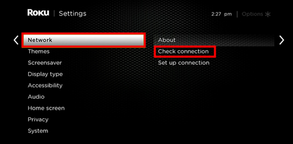 check network on roku tv