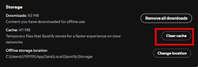 clear spotify cache on computer