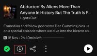click download arrow to download spotify video podcast on mobile