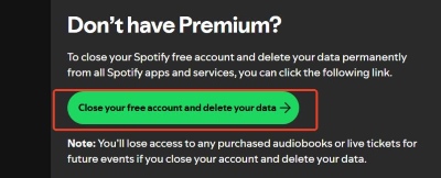 click on close your free account and delete your data under dont have premium section