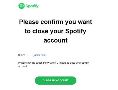 confirm deleting spotify account through email