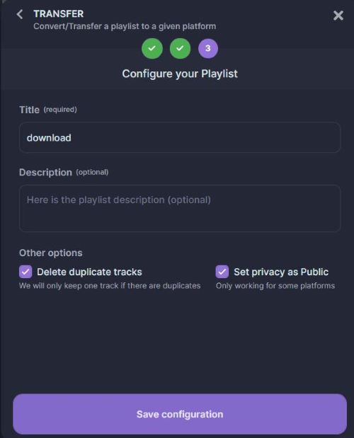 confirm transferring spotify playlists to tidal