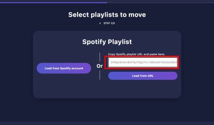 copy and paste links of wanted playlists TuneMyMusic