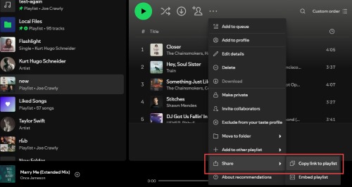 copy spotify playlist link