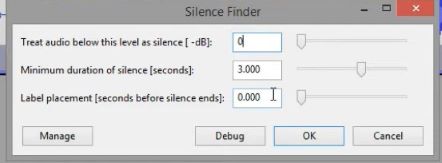 correctly set silence finder