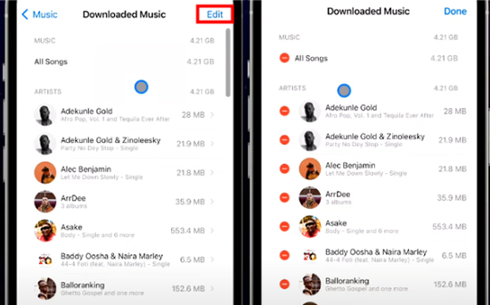 delete all songs  from apple music on iphone