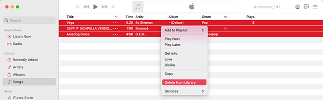 delete all music from apple music on mac