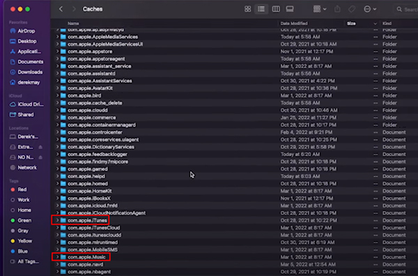 clear apple music cache on mac