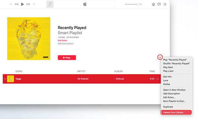 delete recently played on apple music on mac