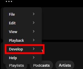 develop mode in spotify