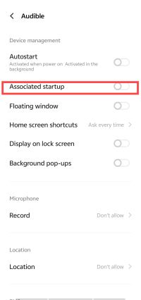 disable background activity of audible on mobile