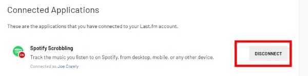 disconnect lastfm from lastfm