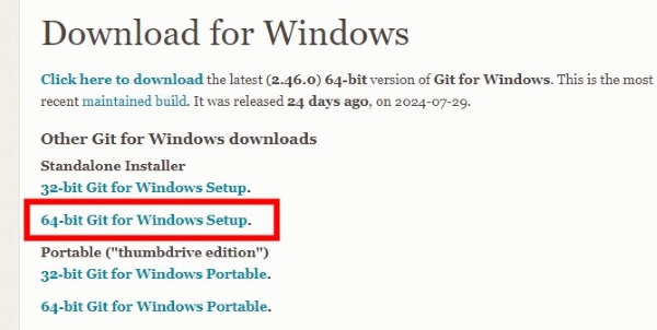 download 64bit git for windows setup