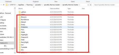 Downloaded themes for Spicetify