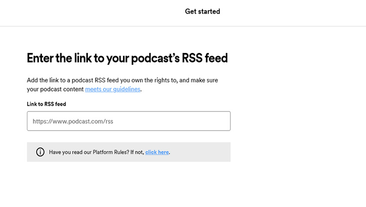 paste the rss link from other platforms