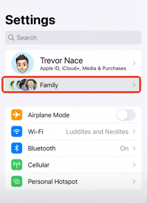 click family under apple id iphone