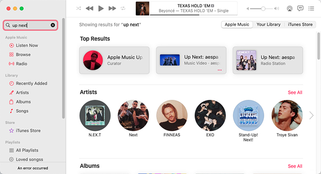 find apple music up next