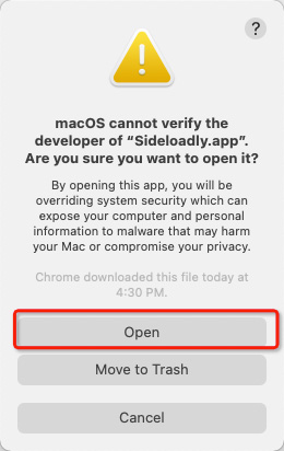 open Sideloadly on macOS