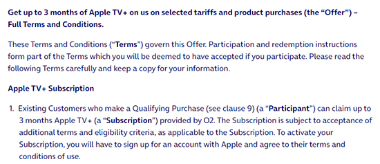 free apple tv plus o2