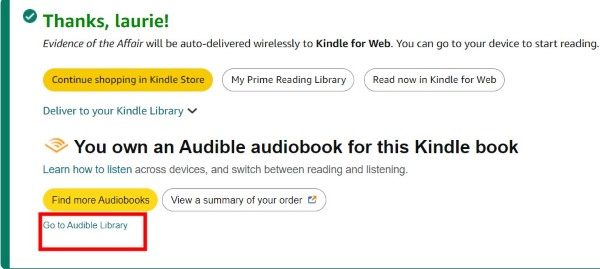 go to audible library to listen