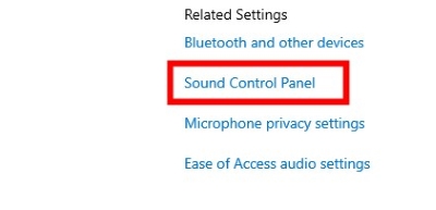 hit sound control panel on windows