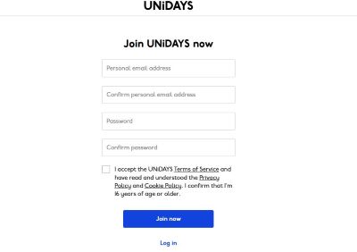 input unidays account details