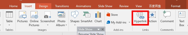 insert hyperlinks in powerpoint
