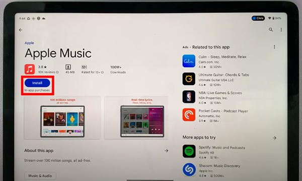 install apple music on google pixel tablet