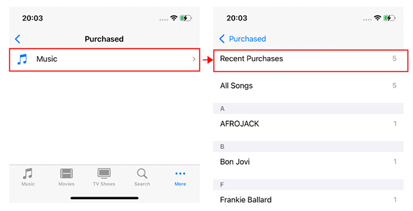 see itunes purchase history iphone